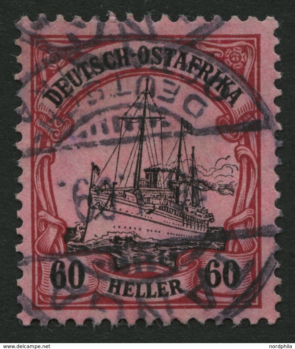 DEUTSCH-OSTAFRIKA 37 O, 1906, 60 H. Dunkelrötlichkarmin/schwarz Auf Mattrosarot, Mit Wz., Pracht, Signiert, Mi. 240.- - Africa Orientale Tedesca