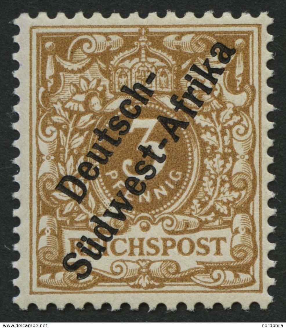DSWA 1f *, 1897, 3 Pf. Hellocker, Falzrest, Pracht, Fotobefund Jäschke-L., Mi. 350.- - Africa Tedesca Del Sud-Ovest
