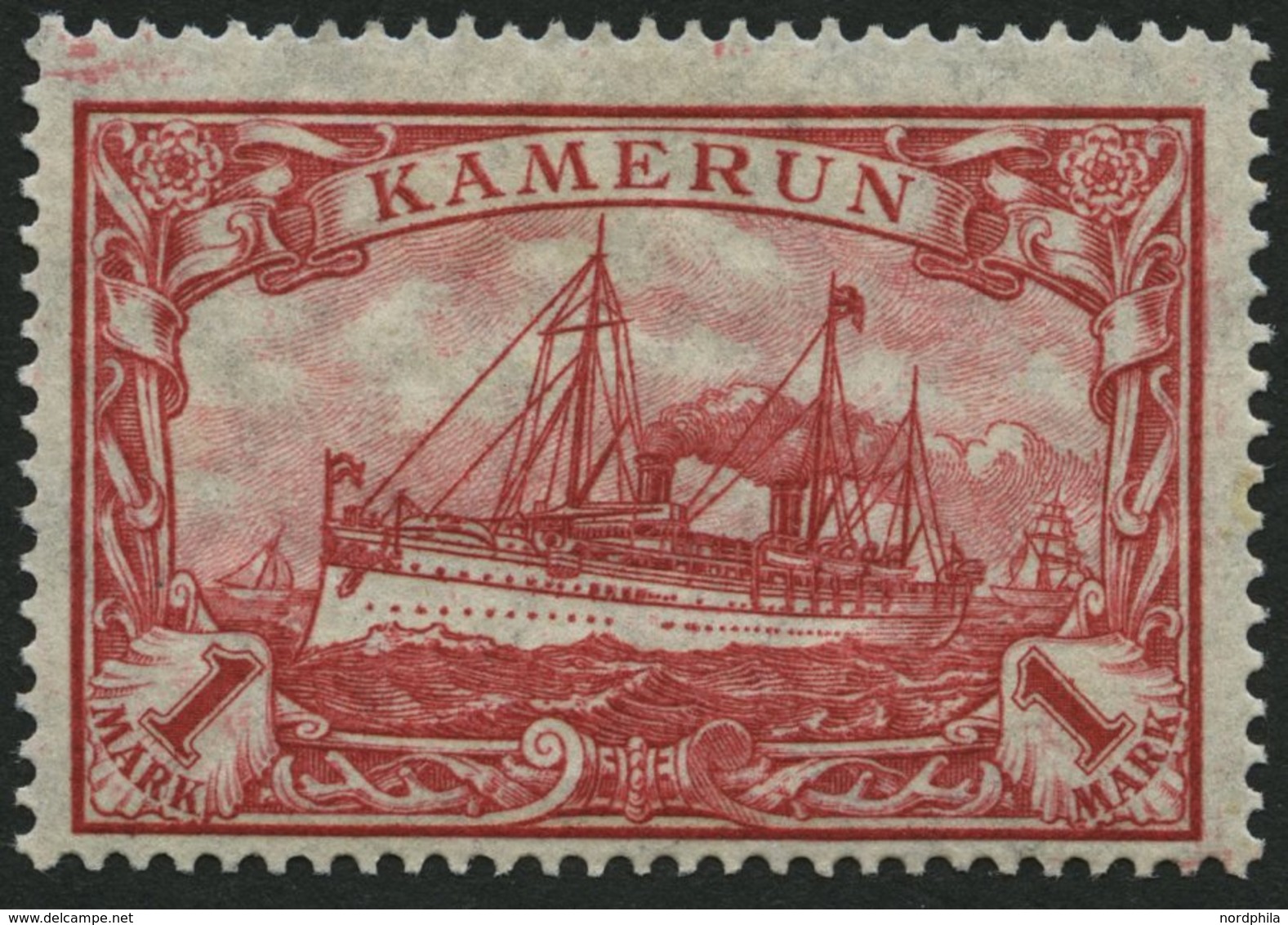 KAMERUN 24IIA *, 1919, 1 M. Dunkelkarminrot, Mit Wz., Kriegsdruck, Gezähnt A, Falzreste, Pracht, Mi. 150.- - Camerun