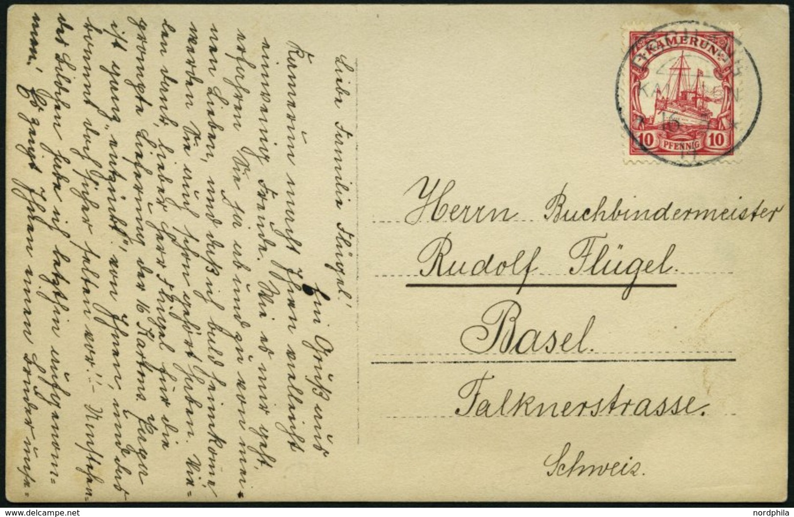 KAMERUN 22a BRIEF, DSCHANG, 16.5.11, Ansichtskarte Mit 10 Pf. Lebhaftkarminrot, Mit Wz., Nach Basel, Pracht - Otros & Sin Clasificación