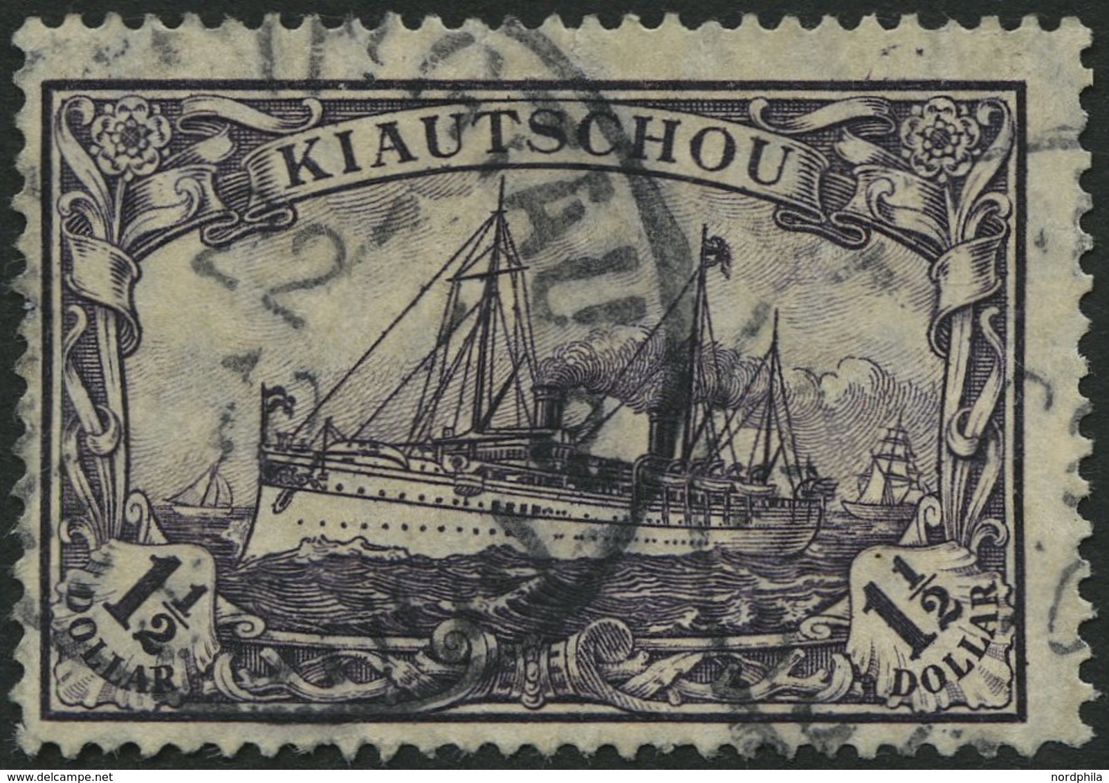 KIAUTSCHOU 36IAa O, 1905, 11/2 $ Schwarzviolett, Mit Wz., Friedensdruck, Feinst, Gepr. Bothe, Mi. 260.- - Kiautchou