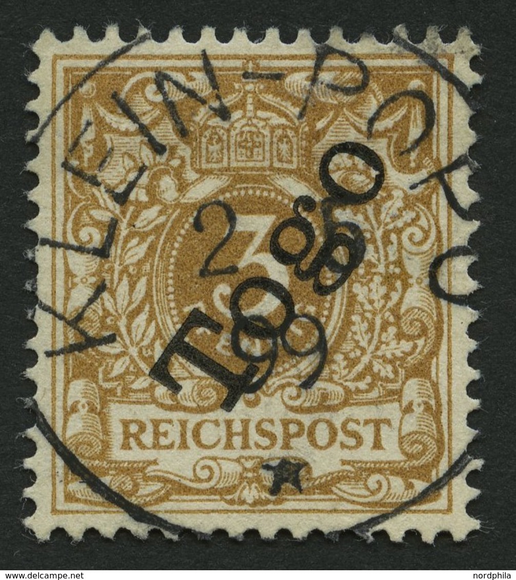 TOGO 1e O, 1897, 3 Pf. Hellocker, Kleine Helle Stelle Sonst Pracht, Gepr. Jäschke-L., Mi. 160.- - Togo