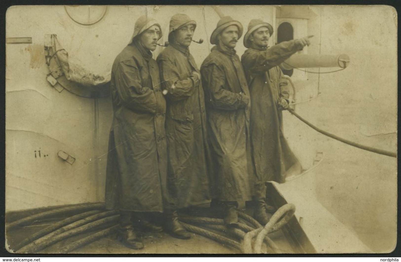 MSP VON 1914 - 1918 (Großer Kreuzer HANSA), 9.10.1914, Violetter Briefstempel, Feldpost-Ansichtskarte Von Bord Der Hansa - Marittimi