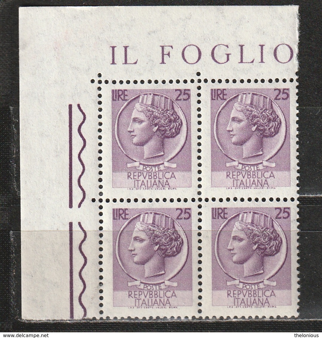 Italia 1968-1979: Siracusana Da 25 Lire In Quartina D'angolo MNH ** - 1961-70:  Nuovi