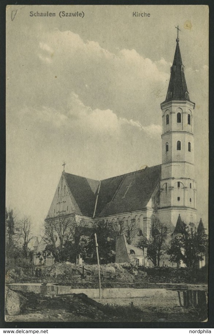 DT. FP IM BALTIKUM 1914/18 K.D. FELDPOSTEXP. DER 6. RES. DIV. B, 6.4.16, Auf Ansichtskarte (Schaulen-Kirche) Nach Crefel - Latvia