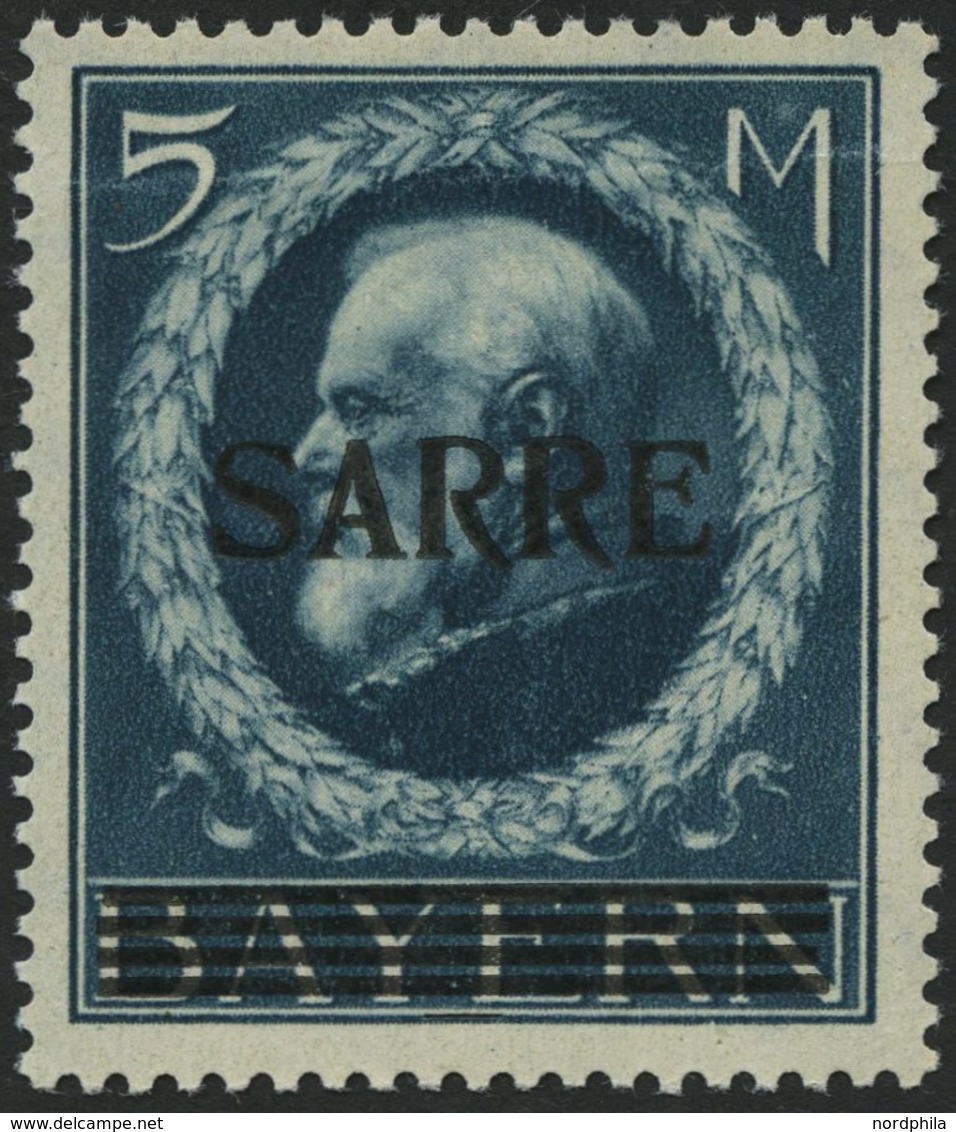 SAARGEBIET 30 **, 1920, 5 M. Bayern-Sarre, Waagerechte Leichte Wellung Sonst Pracht, Gepr. Burger, Mi. 2500.- - Otros & Sin Clasificación