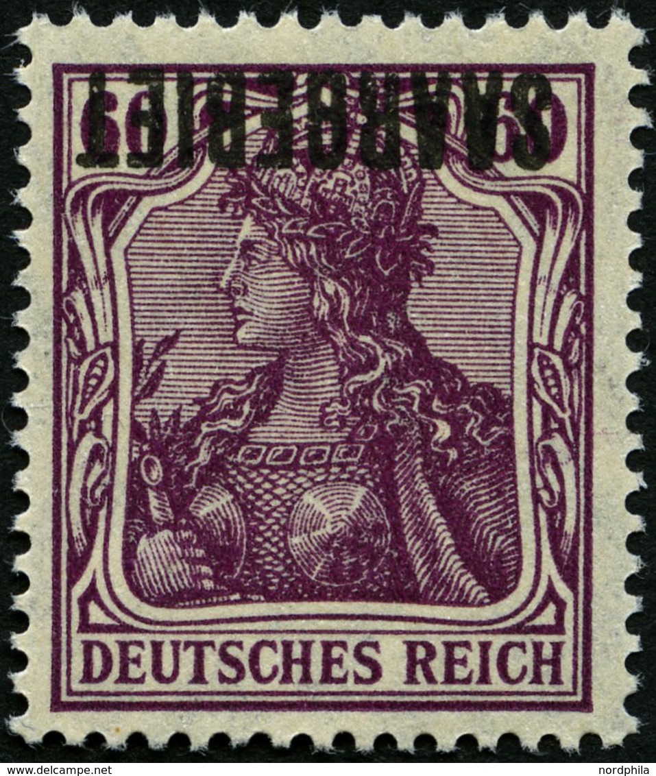 SAARGEBIET 39K **, 1920, 60 Pf. Dunkelgraulila, Kopfstehender Aufdruck, Pracht, Gepr. Burger, Mi. 220.- - Altri & Non Classificati