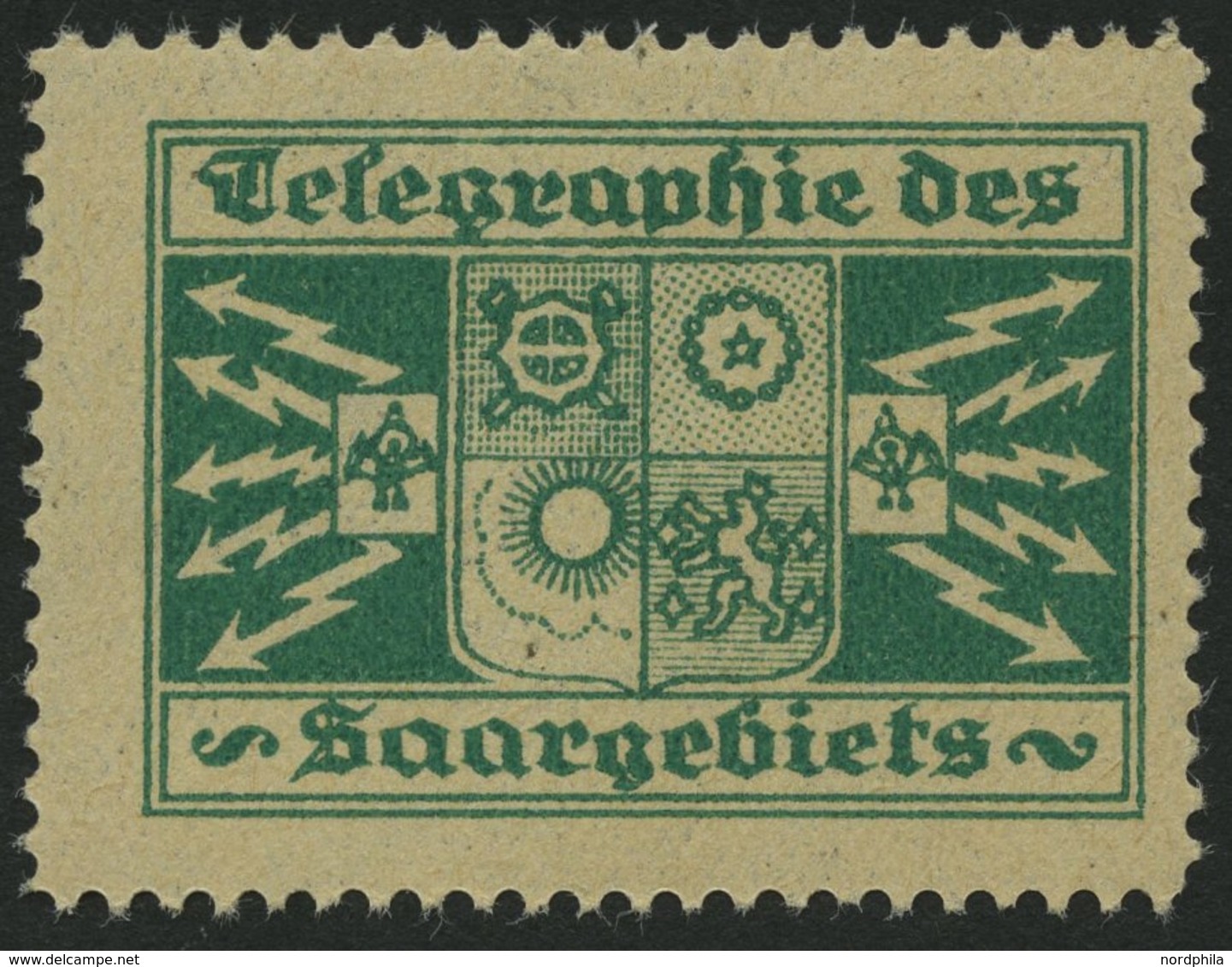SAARGEBIET **, Grüne Vignette Telegraphie Des Saargebiets, Pracht - Altri & Non Classificati