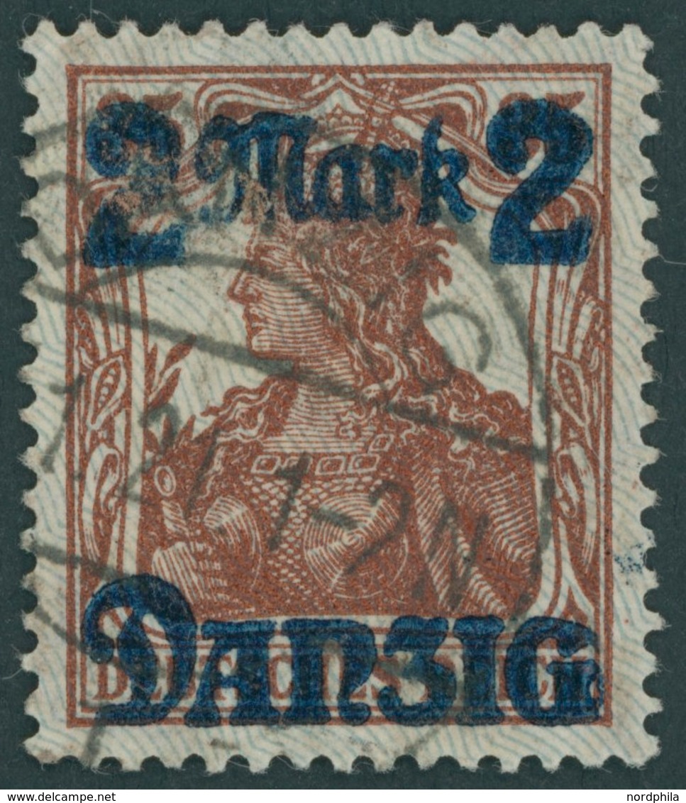 FREIE STADT DANZIG 28II O, 1920, 2 M. Auf 35 Pf., Hellgrauer Netzunterdruck, Spitzen Nach Unten, Pracht, Gepr. Kniep, Mi - Other & Unclassified