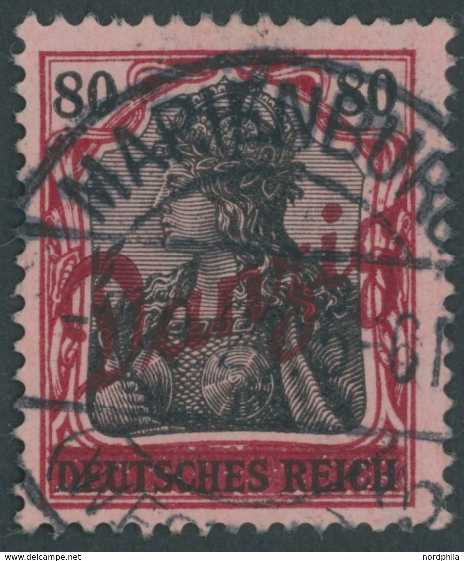 FREIE STADT DANZIG 40 O, 1920, 80 Pf. Kleiner Innendienst Mit Zentrischem Stempel MARIENBURG (Westp.) 3, Pracht, R!, Gep - Other & Unclassified