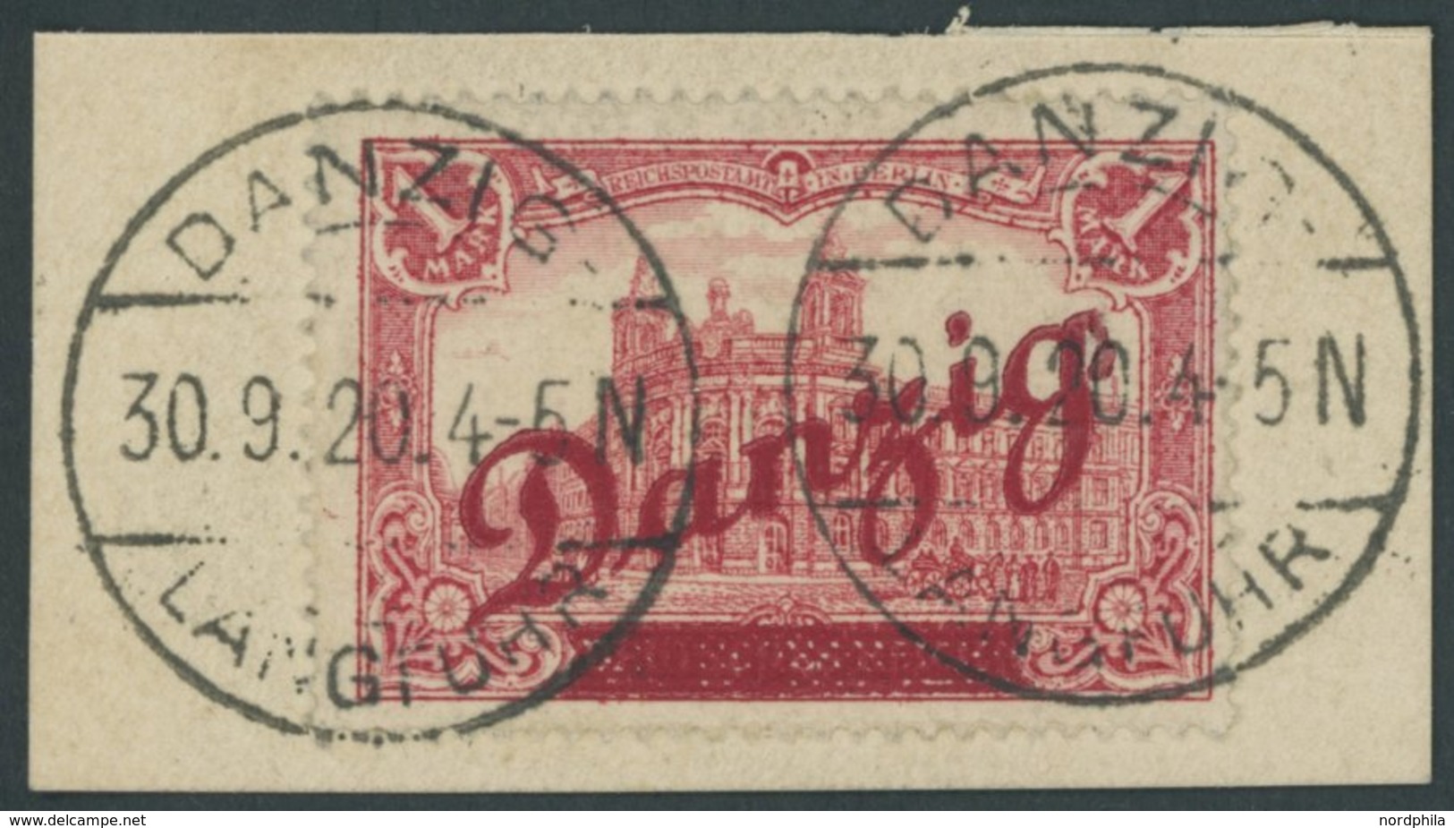 FREIE STADT DANZIG 48 BrfStk, 1920, 1 M. Großer Innendienst, Stempel DANZIG-LANGFUHR F, Prachtbriefstück, Fotoattest Kni - Autres & Non Classés