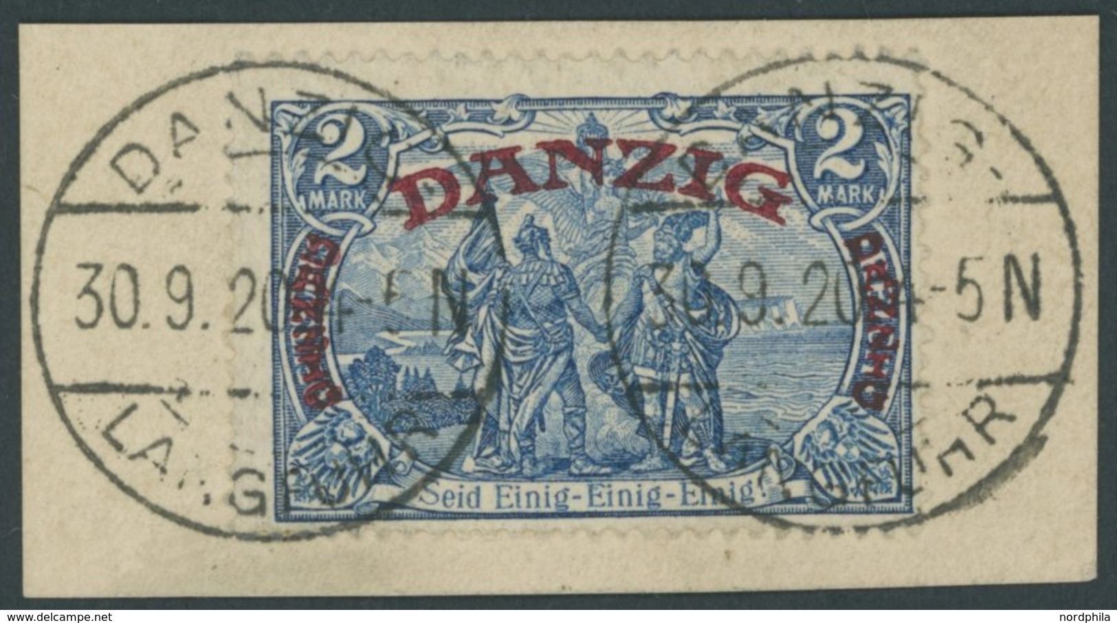 FREIE STADT DANZIG 49 BrfStk, 1920, 2 M. Großer Innendienst, Stempel DANZIG-LANGFUHR F, Prachtbriefstück, Fotoattest Kni - Other & Unclassified