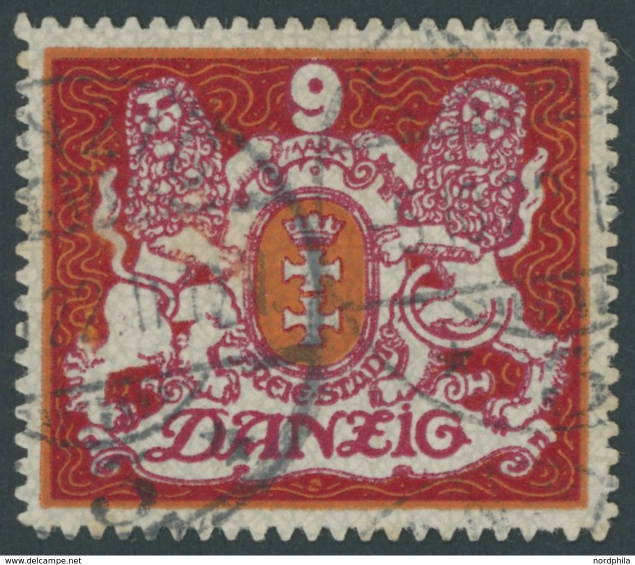 FREIE STADT DANZIG 99X O, 1922, 9 M. Dunkelrötlichorange/dunkelmagenta, Wz. 2X, Pracht, Gepr. Soecknick Und Infla, Mi. 1 - Other & Unclassified