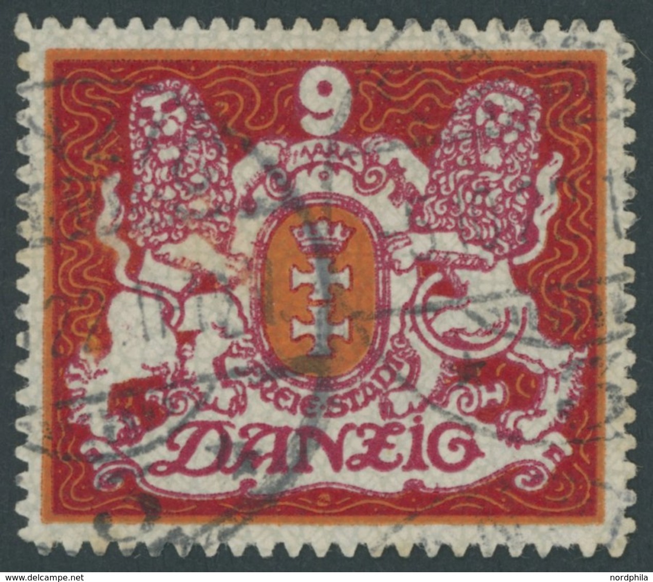 FREIE STADT DANZIG 99X O, 1922, 9 M. Dunkelrötlichorange/dunkelmagenta, Wz. 2X, Pracht, Gepr. Soecknick Und Infla, Mi. 1 - Altri & Non Classificati