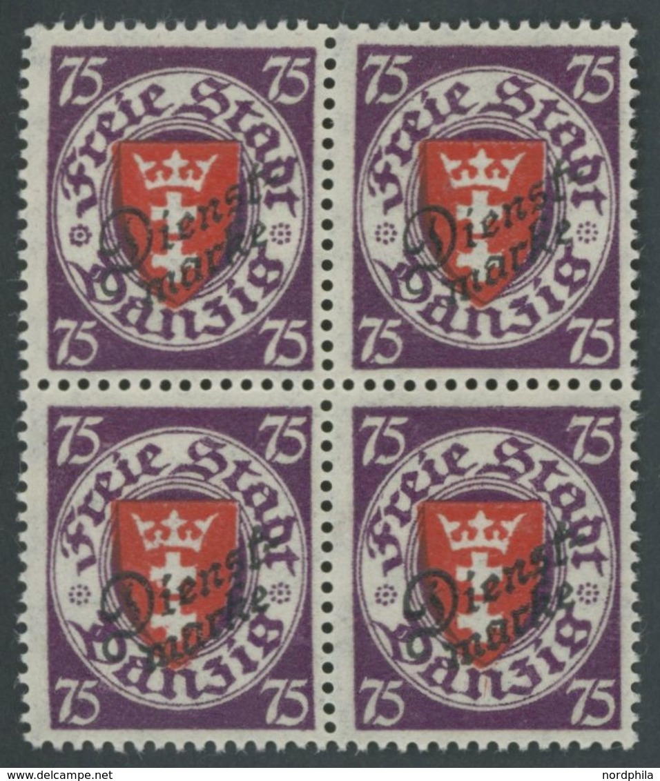 DIENSTMARKEN D 51 VB **, 1924, 75 Pf. Dunkelviolettpurpur/zinnoberrot Im Viererblock, Postfrisch, Pracht, Mi. 880.- - Sonstige & Ohne Zuordnung