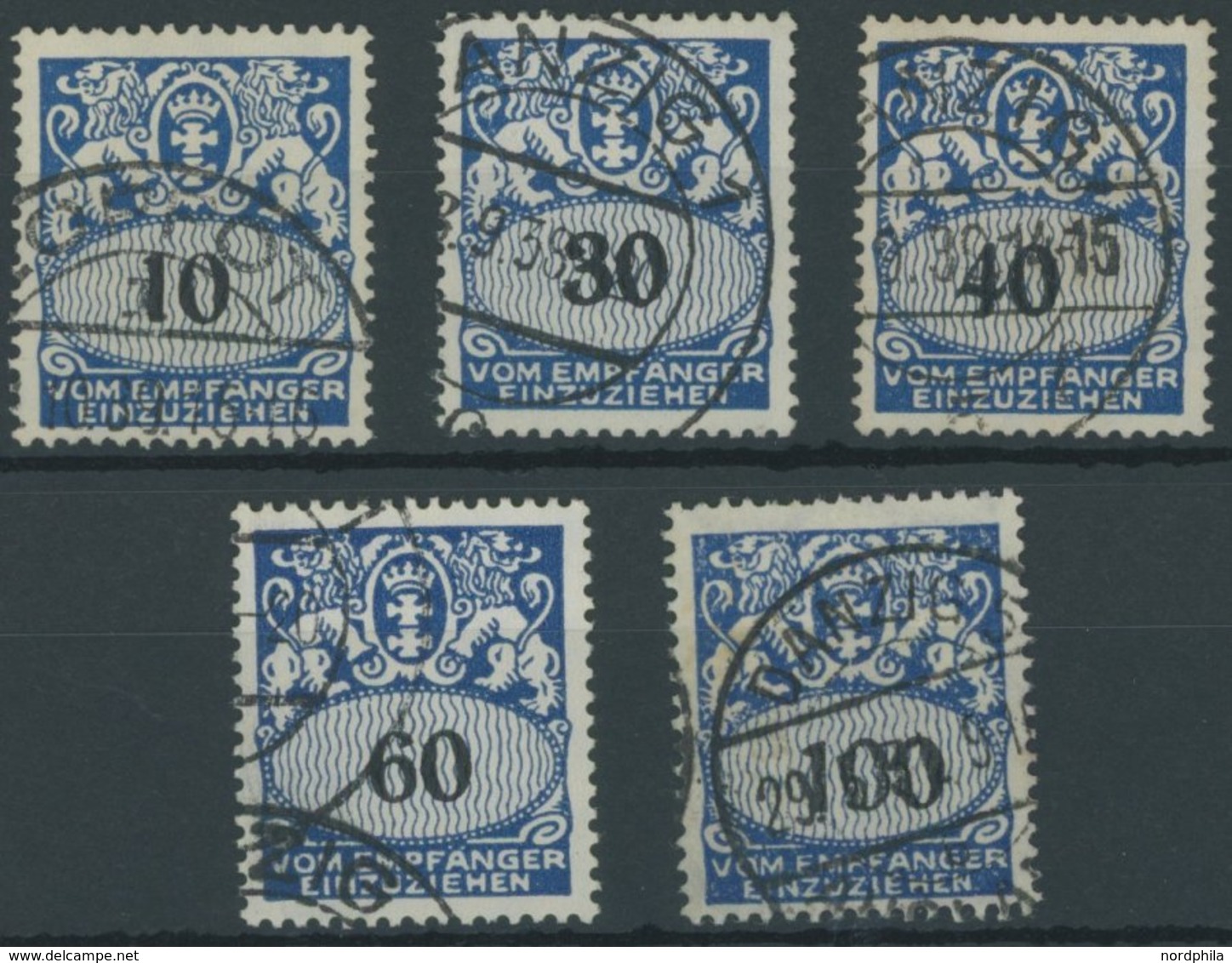 PORTOMARKEN P 43-49 O, 1938, Großes Staatswappen, Wz. 5, Prachtsatz, Geprüft, Mi. 550.- - Otros & Sin Clasificación