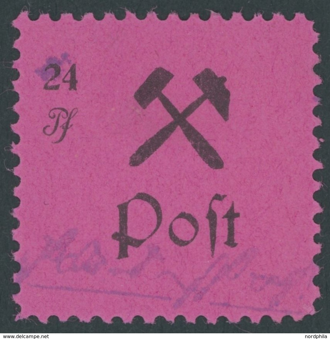GROSSRÄSCHEN 26IV *, 1945, 24 Pf. Schwarz Auf Lila, Type IV, Falzrest, Pracht - Autres & Non Classés