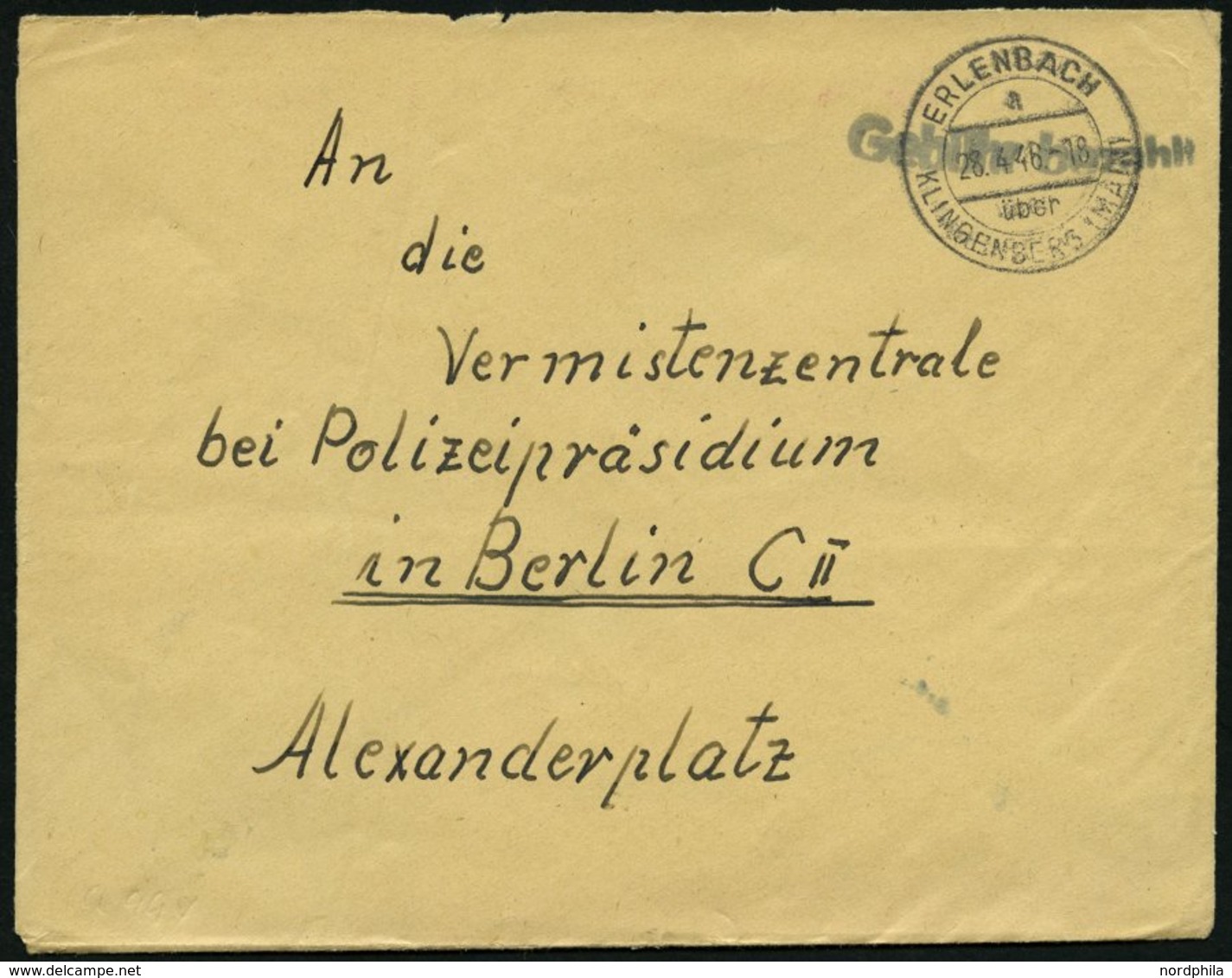 ALL. BES. GEBÜHR BEZAHLT ERLENBACH KLINGENBERG (MARK), L1 Gebühr Bezahlt, Brief Nach Berlin, Feinst - Other & Unclassified