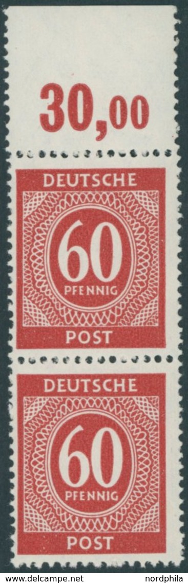 ALLIIERTE BES. 933POR **, 1946, 60 Pf. Rot, Oberrandstück, Plattendruck, Durchgezähnt, Pracht, Mi. 250.- - Otros & Sin Clasificación