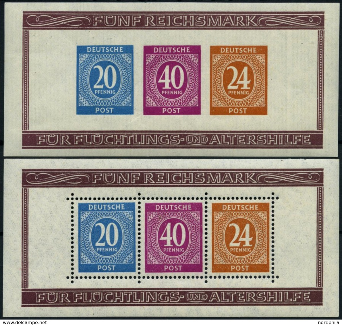 ALLIIERTE BES. Bl. 12A/B **, 1946, Blockpaar Briefmarken-Ausstellung, übliche Gummibüge, Pracht, Mi. 120.- - Altri & Non Classificati