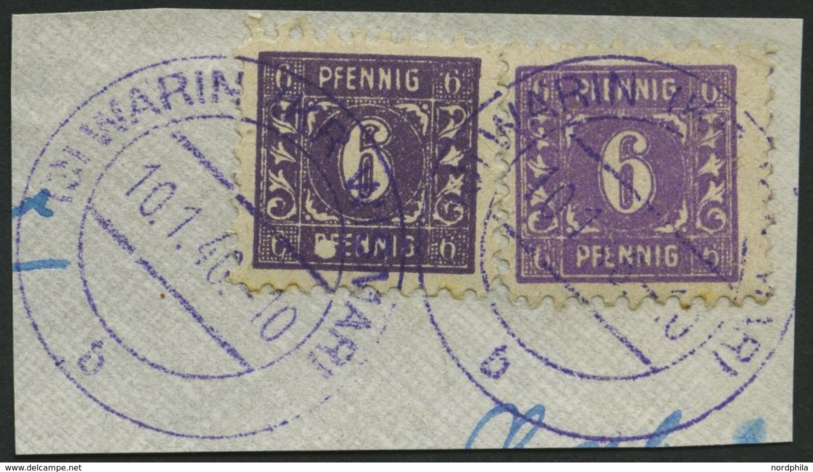 MECKLENBURG-VORPOMMERN 9cXI,9a BrfStk, 1945, 6 Pf. Dunkelgrauviolett Mit Abart Großer Fleck An PF Vom Unteren Pfennig So - Other & Unclassified