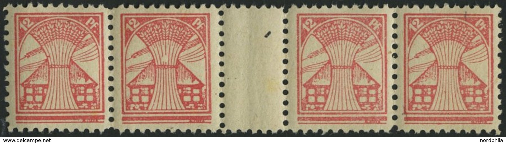 MECKLENBURG-VORPOMMERN 18cZW **, 1945, 12 Pf. Rosarot Im Waagerechten Paar Mit Zwischensteg, Pracht, R!, Mi. 1300.- - Autres & Non Classés