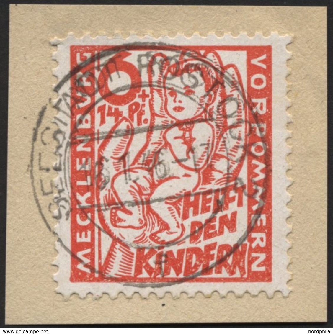 MECKLENBURG-VORPOMMERN 26a BrfStk, 1945, 6 Pf. Lebhaftrötlichorange Kinderhilfe, Prachtbriefstück, Gepr. Kramp, Mi. 60.- - Autres & Non Classés