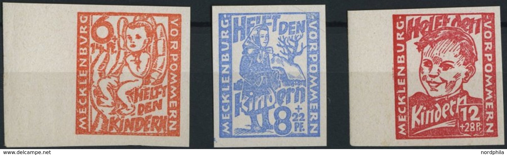 MECKLENBURG-VORPOMMERN 26-28aU **, 1945, Kinderhilfe, Ungezähnt, Prachtsatz, Mi. 110.- - Altri & Non Classificati