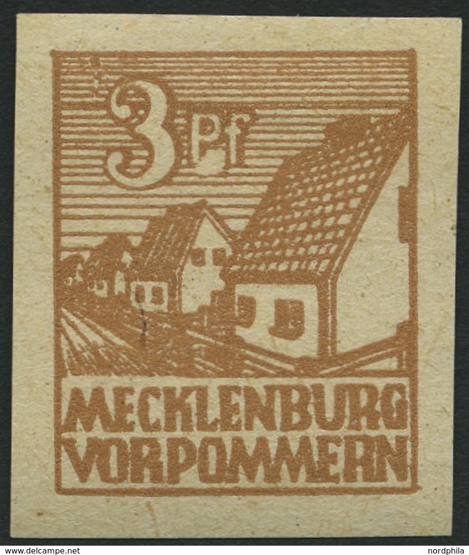 MECKLENBURG-VORPOMMERN 29xaII *, 1946, 3 Pf. Lebhaftorangebraun Mit Abart Weißer Fleck Zwischen P Und F (Feld 88), Falzr - Altri & Non Classificati