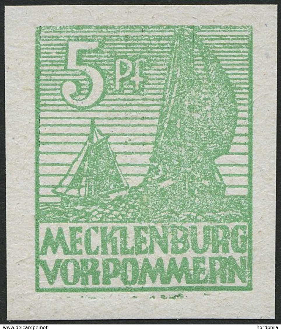 MECKLENBURG-VORPOMMERN 32xb **, 1946, 5 Pf. Mittelgrün, Kreidepapier, Pracht, Gepr. Kramp, Mi. 240.- - Altri & Non Classificati
