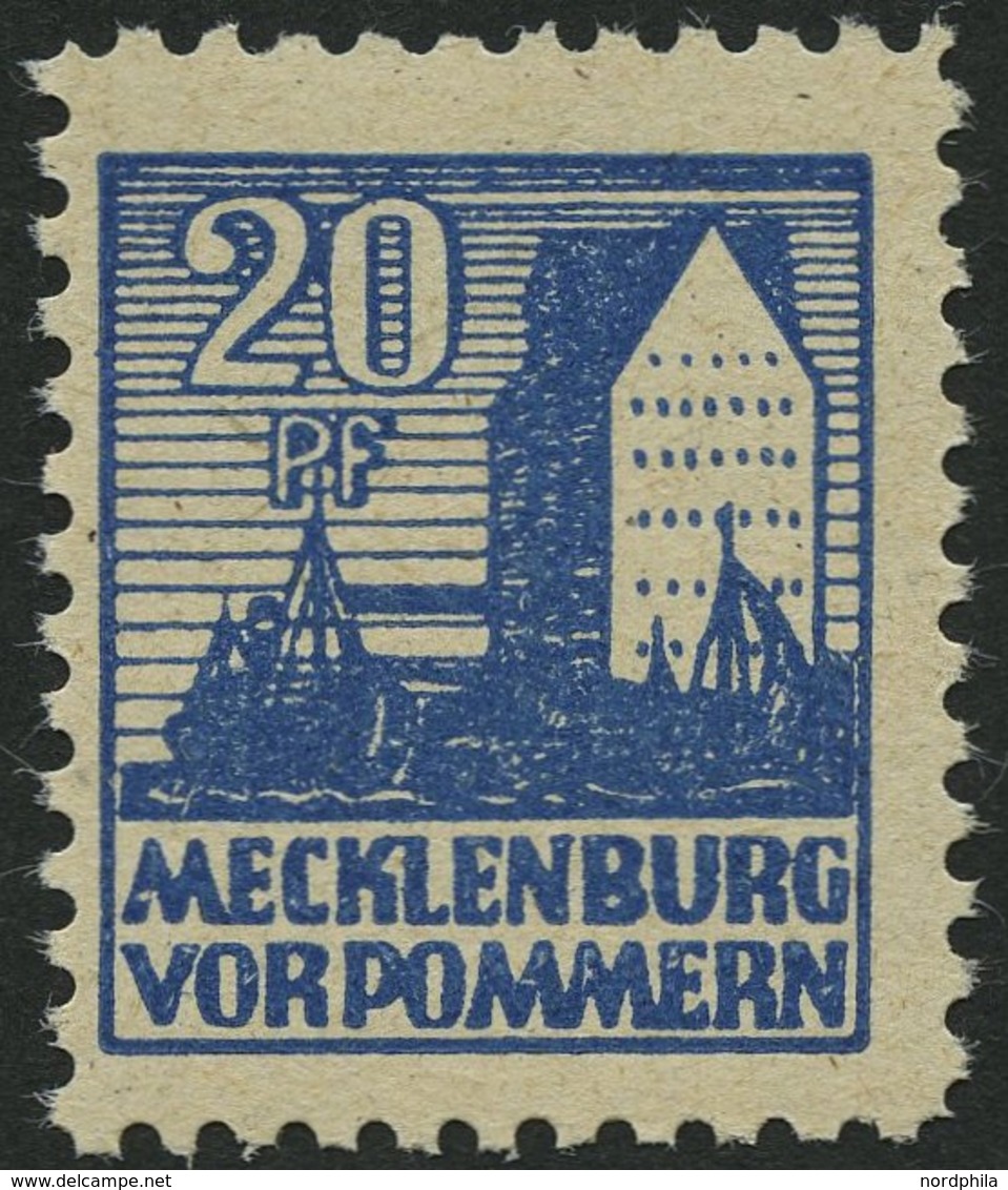 MECKLENBURG-VORPOMMERN 38yc **, 1946, 20 Pf. Schwärzlichgrauultramarin, Pracht, Fotobefund Kramp, Mi. 600.- - Otros & Sin Clasificación