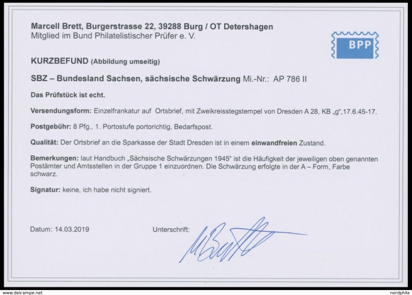 SÄCHSISCHE SCHWÄRZUNGEN AP 786II BRIEF, DRESDEN A 28, 8 Pf. Auf Prachtbrief, Kurzbefund Brett - Other & Unclassified