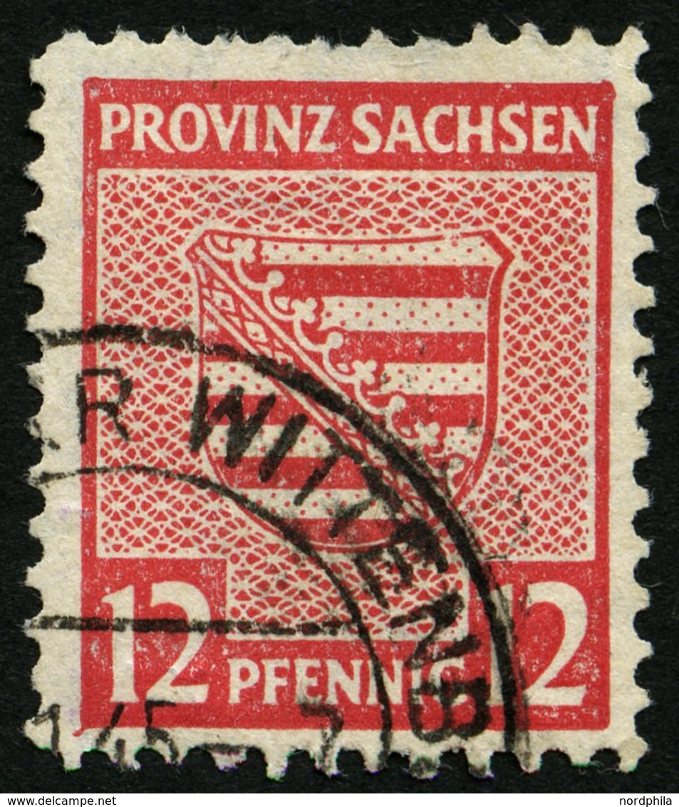 PROVINZ SACHSEN 71XA O, 1945, 12 Pf. Dunkelrosarot, Vierseitig Gezähnt, Feinst (kleine Zahnfehler), Gepr. Schulz, Mi. 10 - Altri & Non Classificati