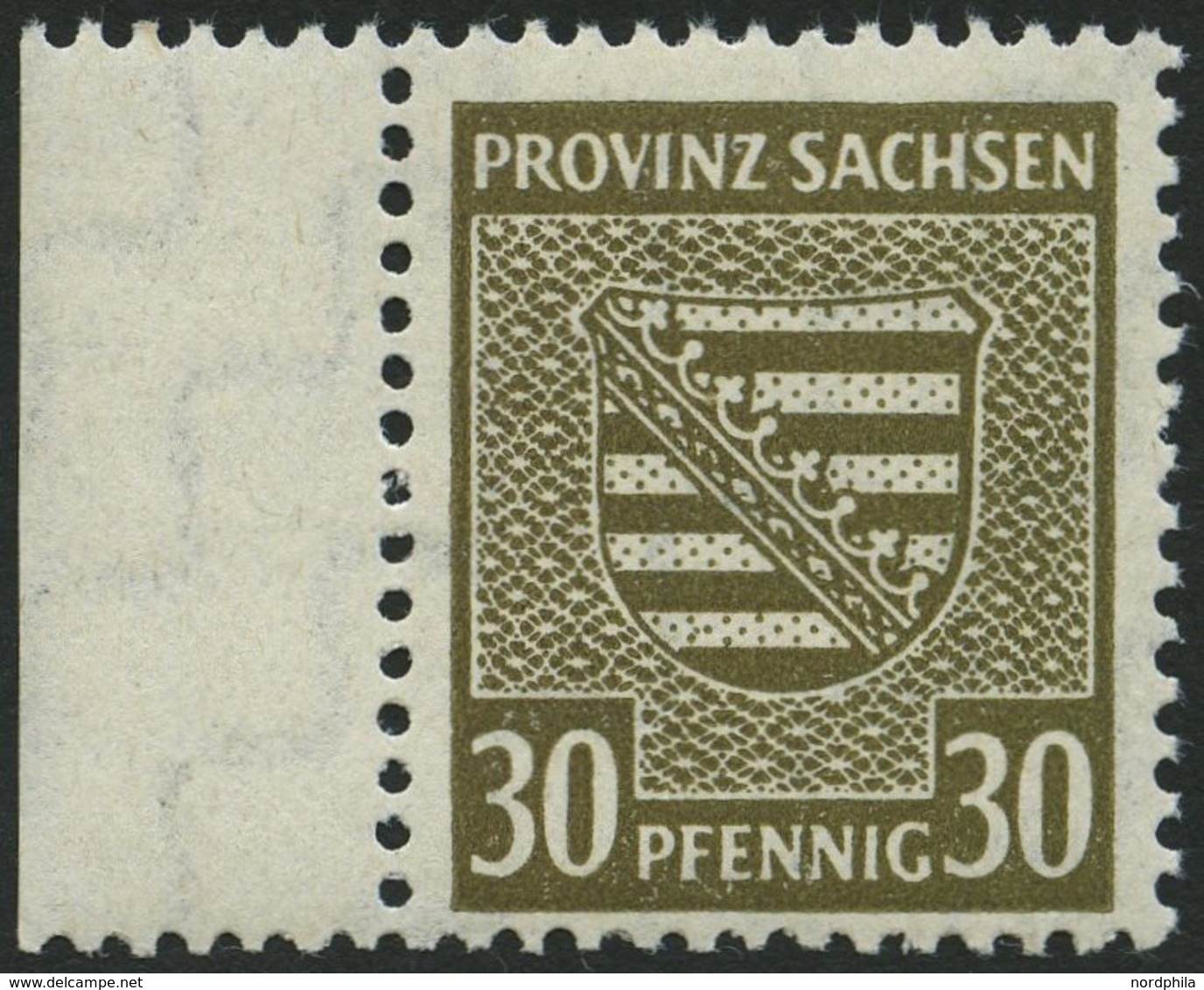 PROVINZ SACHSEN 83Xb **, 1945, 30 Pf. Bräunlicholiv, Wz. 1X, Pracht, Gepr. Ströh, Mi. 80.- - Other & Unclassified