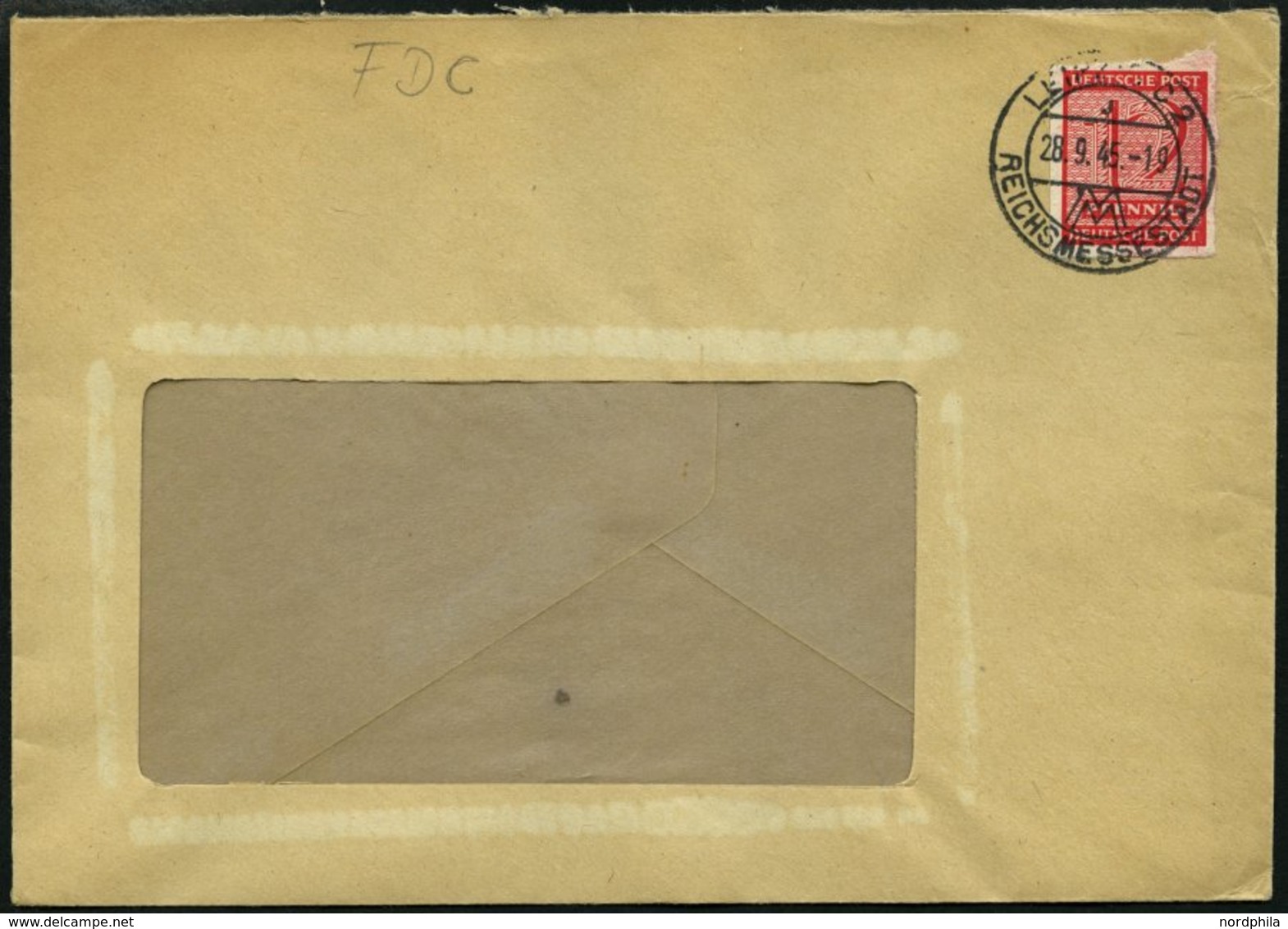 WEST-SACHSEN 119X BRIEF, 1945, 12 Pf. Lebhaftkarminrot, Wz. 1X, Auf Fensterumschlag, Mit Erstttags-Sonderstempel, Pracht - Other & Unclassified