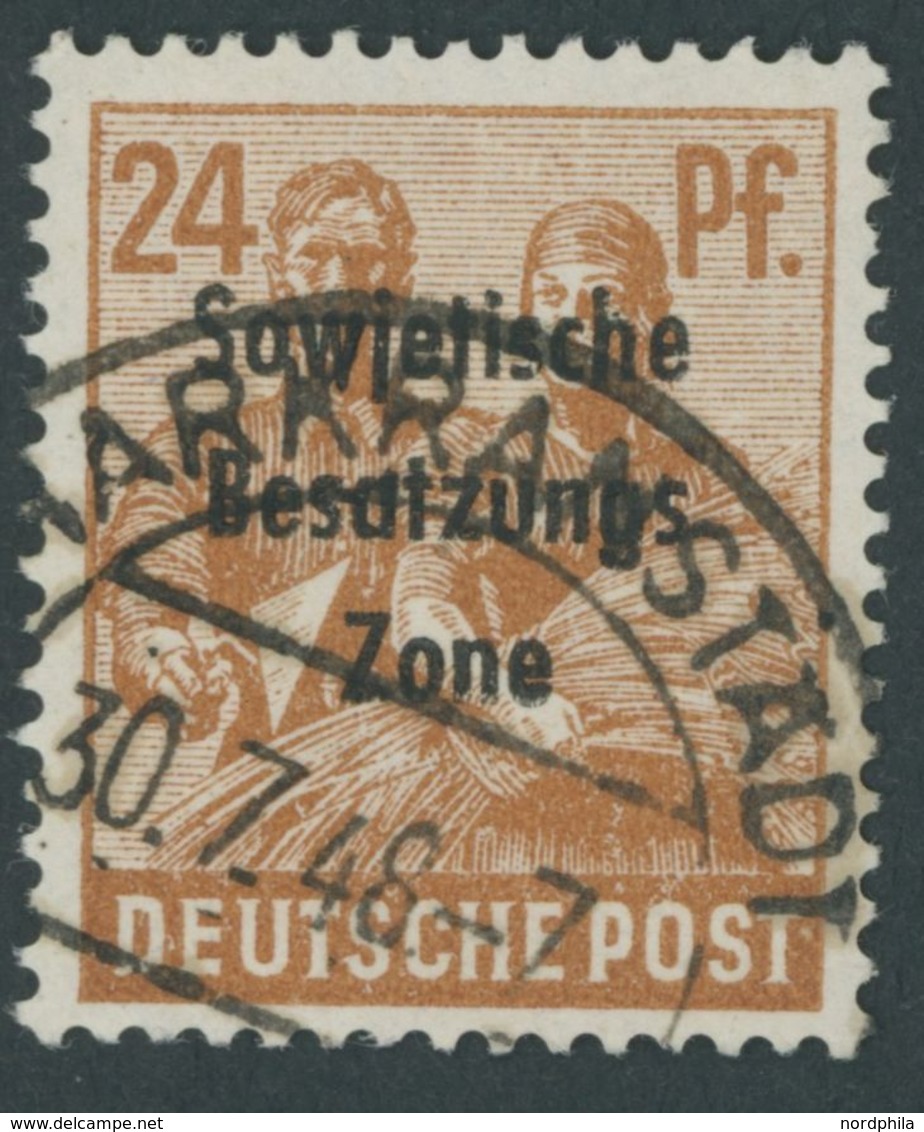 ALLGEMEINE-AUSGABEN 190VIII O, 1948, 24 Pf. Braunorange Mit Aufdruckfehler Verlängertes W In Sowjetische (Feld 95), Prac - Other & Unclassified