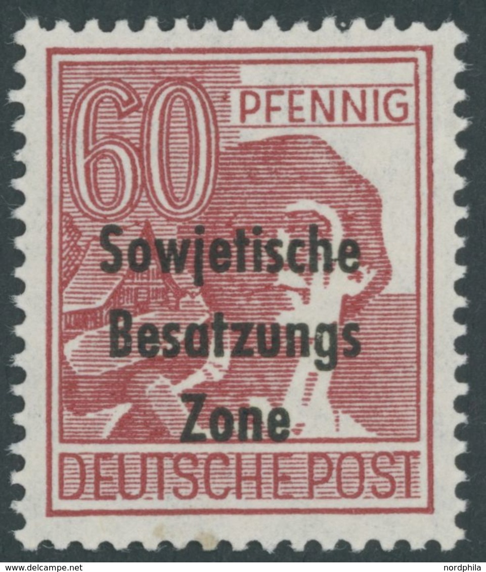 ALLGEMEINE-AUSGABEN 195a **, 1948, 60 Pf. Karmin, Postfrisch, Pracht, Gepr. Paul, Mi. 80.- - Otros & Sin Clasificación