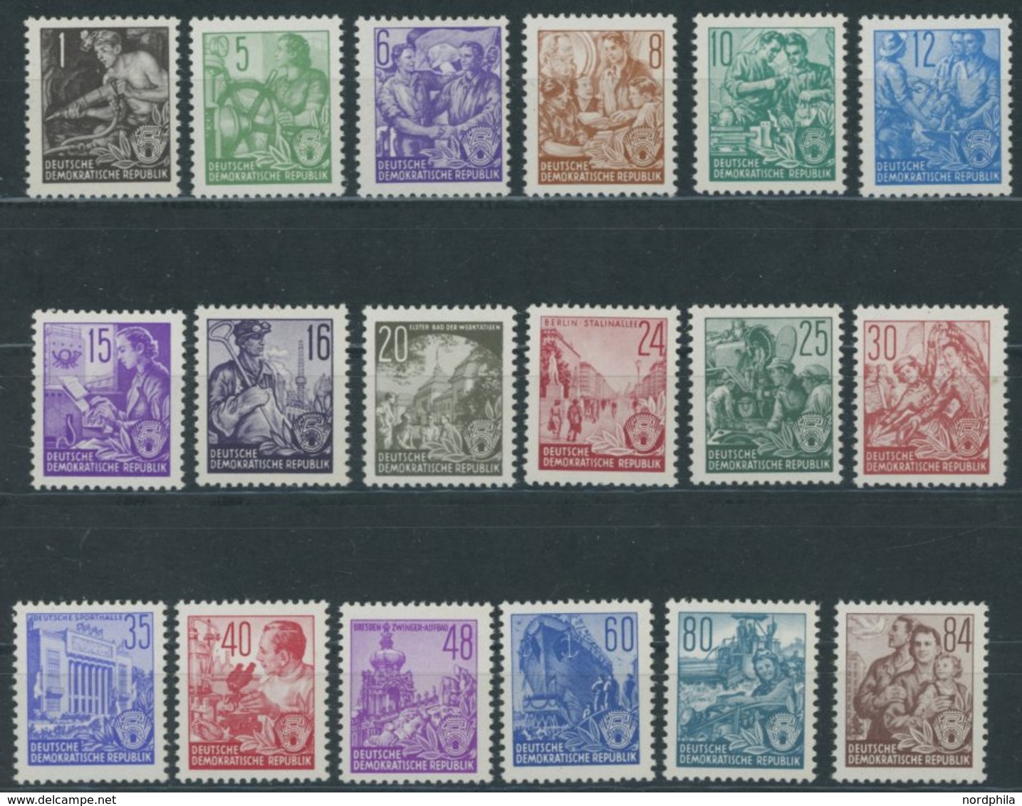 DDR 362-79 **, 1953, Fünfjahrplan, Odr., Postfrischer Prachtsatz, Mi. 150.- - Other & Unclassified