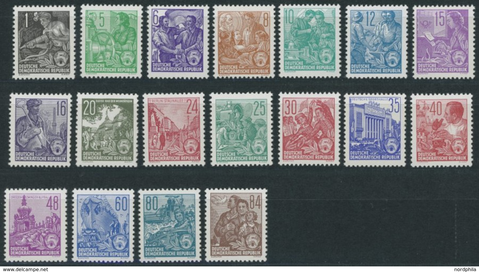 DDR 405-22 **, 1953, Fünfjahrplan, Bdr., Wz. 2, Postfrischer Prachtsatz, Mi. 250.- - Other & Unclassified