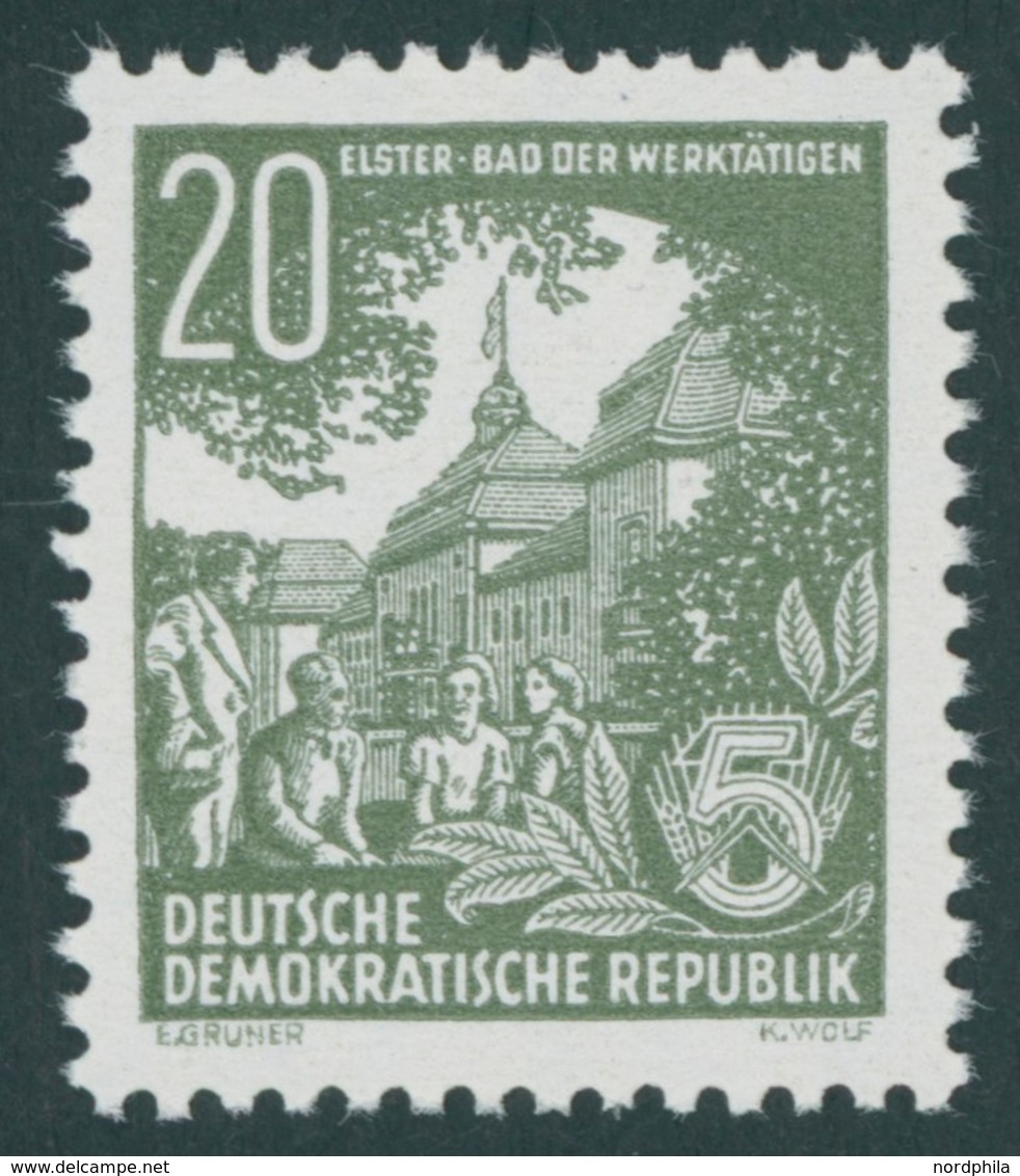 DDR 413XII **, 1954, 20 Pf. Schwärzlichgrünoliv, Wz. 2XII, Postfrisch, Pracht, Kurzbefund König, Mi. 130.- - Other & Unclassified