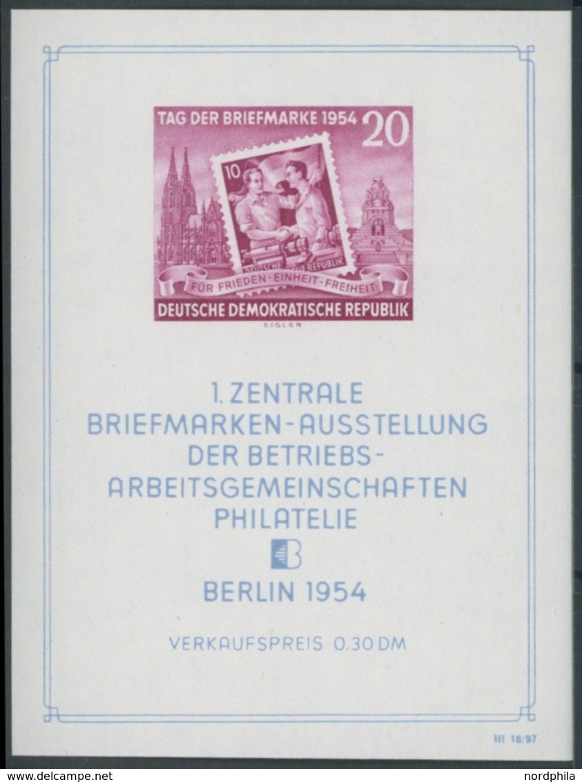 DDR Bl. 10XI **, 1954, Block Briefmarkenausstellung, Wz. 2XI, Postfrisch, Pracht, Mi. 150.- - Other & Unclassified