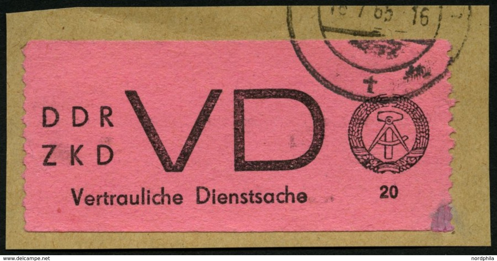 DIENSTMARKEN D VD 2 BrfStk, 1965, 20 Pf. Schwarz Auf Hellilarosa Auf Briefstück, Rechte Untere Ecke Defekt, Feinst, Mi.  - Autres & Non Classés