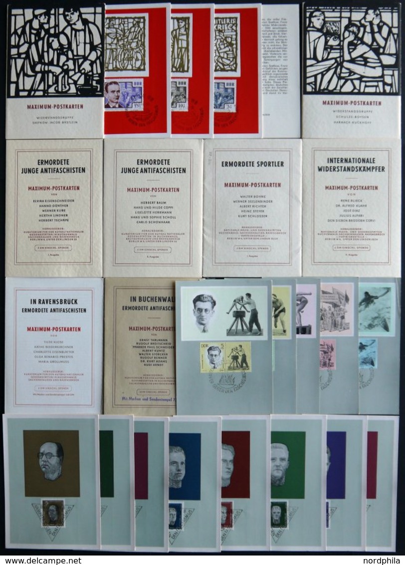 LOTS Mk BRIEF, 1957-64, Antifaschisten, 11 Verschiedene Ausgaben Auf Maximumkarten, Pracht - Autres & Non Classés