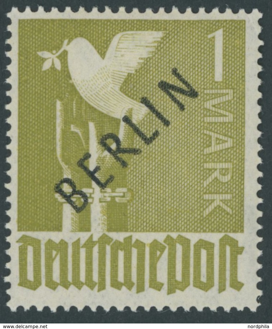 BERLIN 17a *, 1948, 1 M. Lebhaftbräunlicholiv Schwarzaufdruck, Falzrest, Pracht, Gepr. Schlegel, Mi. 60.- - Other & Unclassified