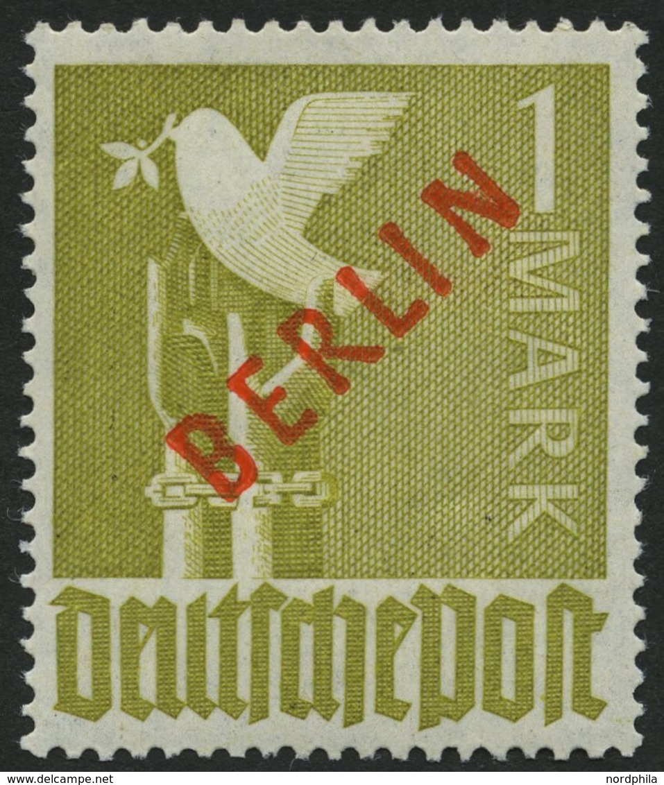 BERLIN 33 **, 1949, 1 M. Rotaufdruck, Pracht, Gepr. D. Schlegel, Mi. 550.- - Autres & Non Classés