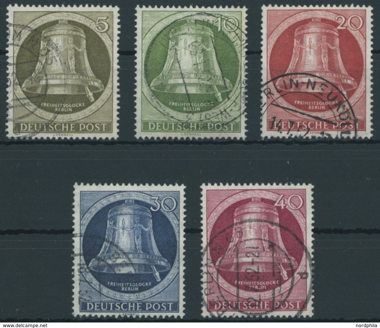 BERLIN 82-86 O, 1951, Glocke Rechts, Prachtsatz, Mi. 90.- - Altri & Non Classificati