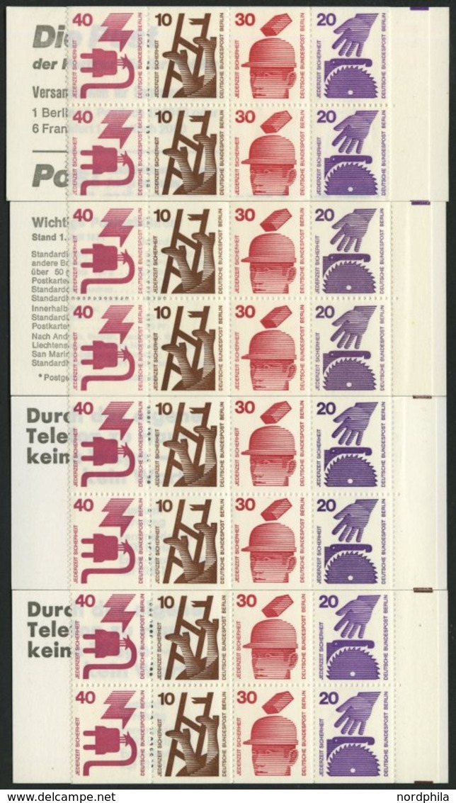 MARKENHEFTCHEN MH 9b,cI,dI,dII **, 1974/6, 4 Markenheftchen Unfallverhütung, Pracht, Mi. 104.- - Se-Tenant