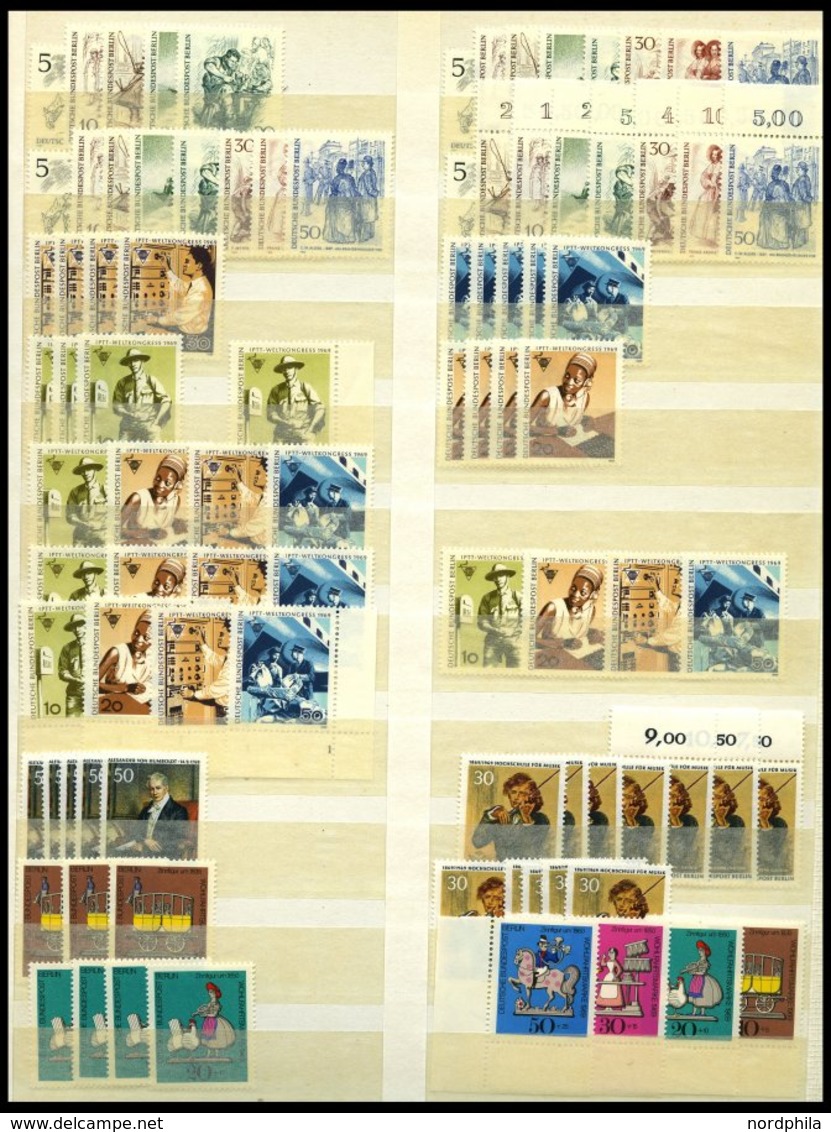 LOTS **, postfrische reichhaltige Dublettenpartie von 1965-86, mit Mi.Nr. 270-85 (10x) und 494-507 (8x) etc., Prachterha