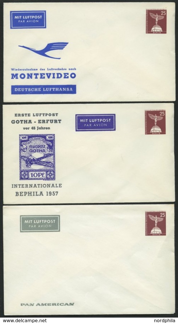 GANZSACHEN A.PU 19/9-26 BRIEF, Privatpost: 1956, 25 Pf. Bauten, 7 Verschiedene Ungebrauchte Ganzsachenumschläge, Pracht - Other & Unclassified