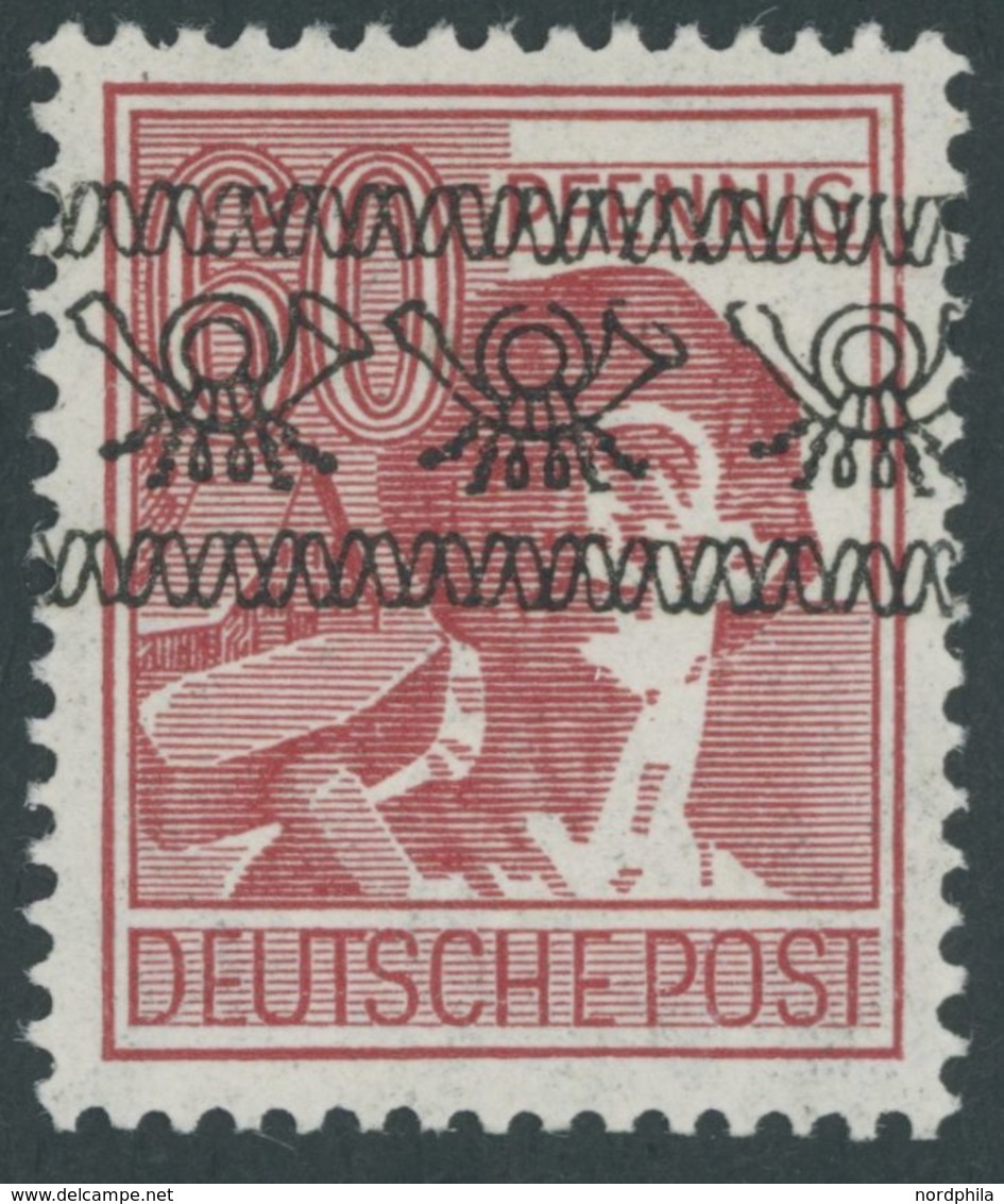 AMERIK. U. BRITISCHE ZONE 49Ia **, 1948, 60 Pf. Braunkarmin Bandaufdruck, Postfrisch, Pracht, Gepr. Schlegel, Mi. 110.- - Autres & Non Classés